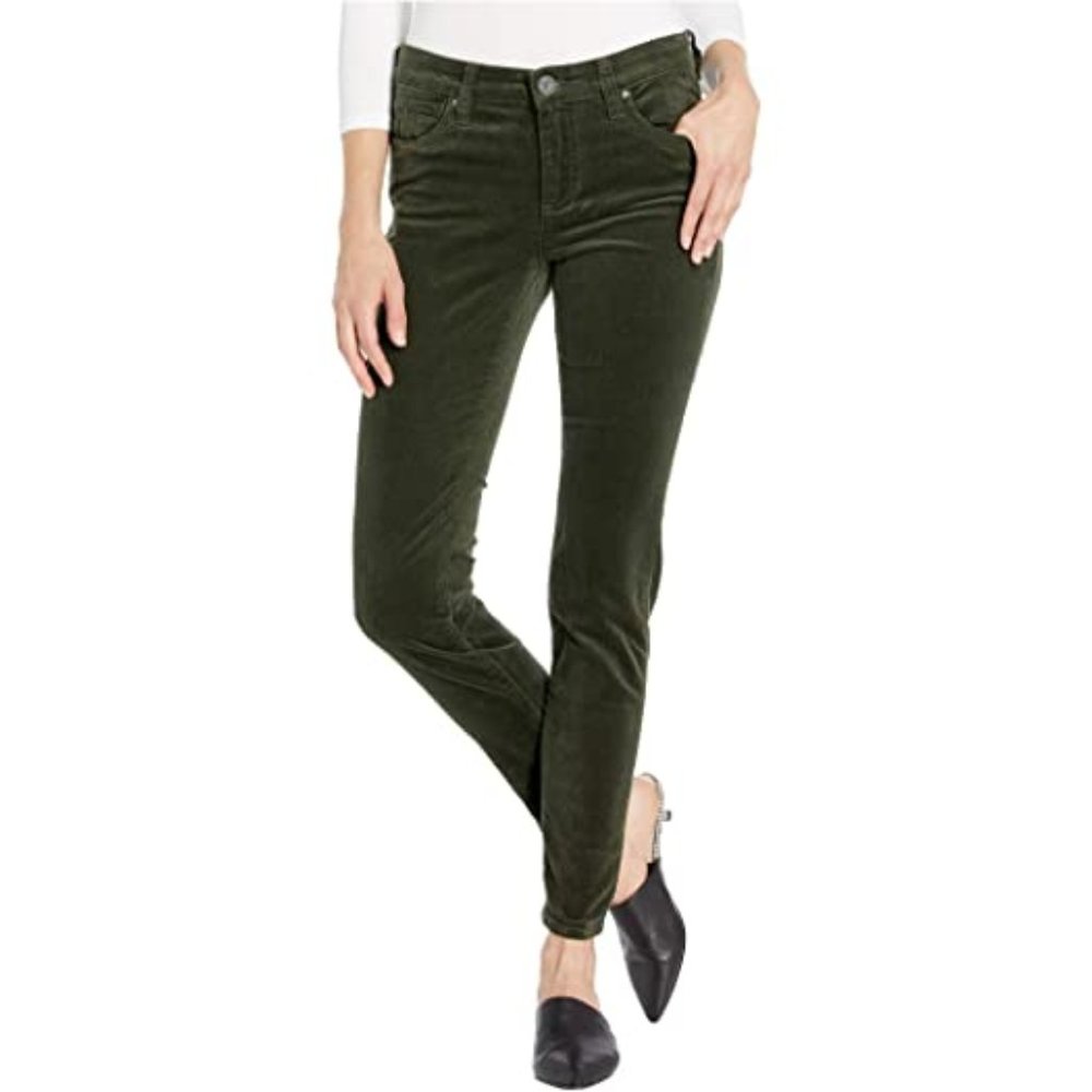 NWT KUT Diana Skinny size 12 green corduroy jeans